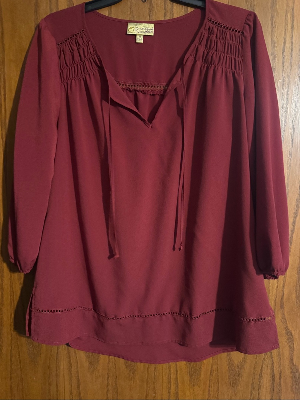 princess vera wang Wine Red Peasant Tunic